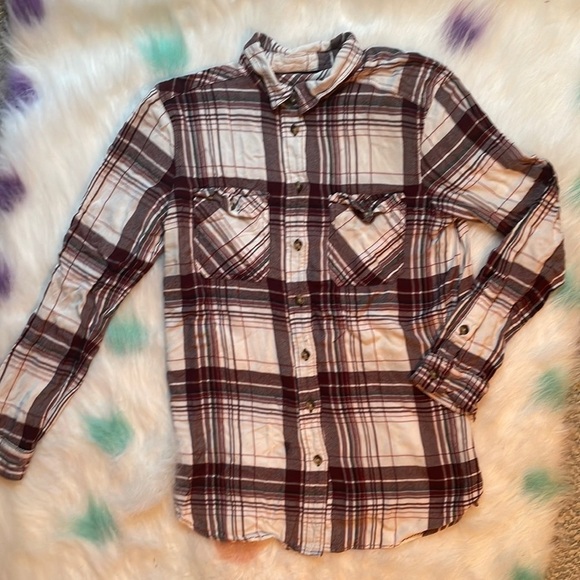 Bdg Button Up Black and White Plaid‎ Long Sleeve - Picture 1 of 8